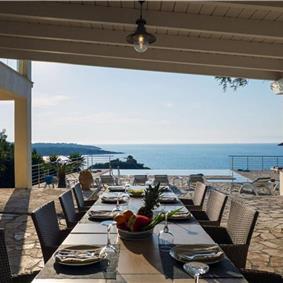 7 bedroom seafront luxury villa with pool & jacuzzi, near Acharavi, sleeps 14-15